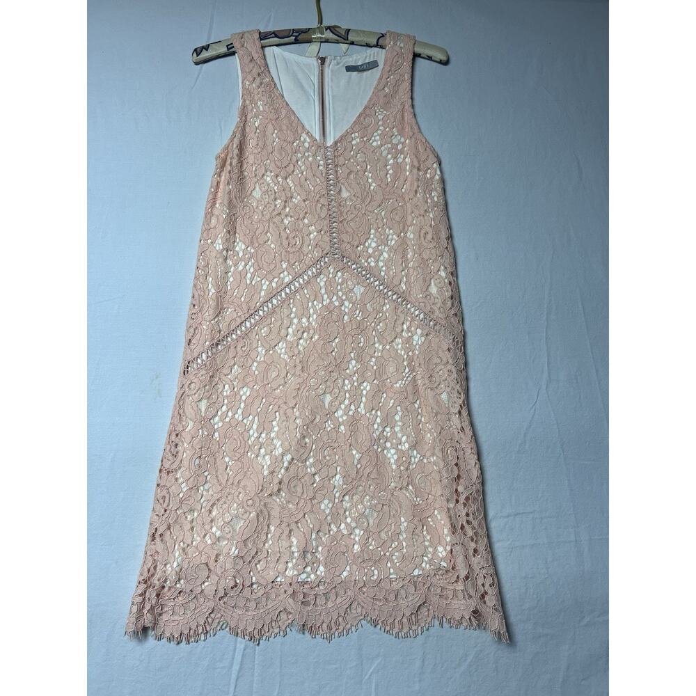Tart Blush Pink Lace Dress Women’s Xs Sleeveless V-Neck Scalloped Hem Cocktail